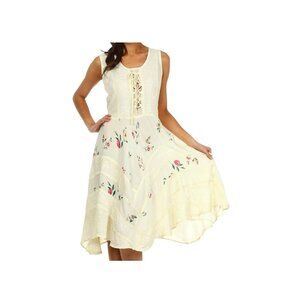 Sakkas Fairy Maiden Ivory Corset Dress - Size 1X/2X - Ren Faire/Boho/Whimsigoth